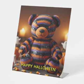 halloween bear  pedestal sign