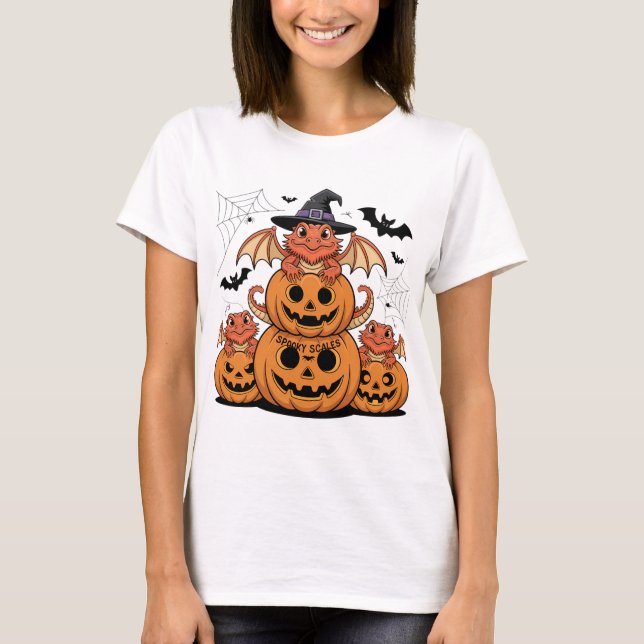 Halloween Bearded Dragons with Pumpkins T-Shirt (Front)