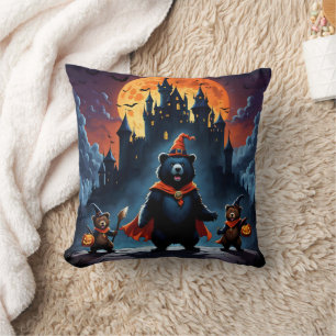 Halloween bears dressed for a spooky night cushion