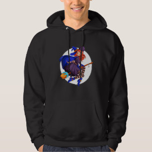 Halloween Beautiful Witch Redhead Woman On Flying  Hoodie
