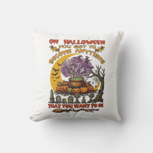 Halloween Become Anything Cauldron Cat Ghost Pumpk Cushion