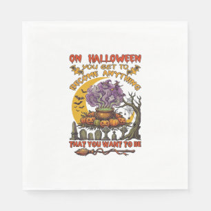 Halloween Become Anything Cauldron Cat Ghost Pumpk Napkin