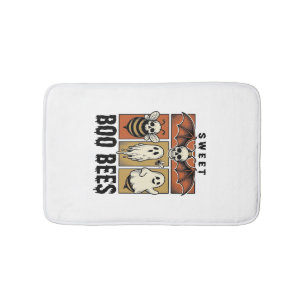 Halloween Bee Pun Vintage Engraving Ghost Bee Shir Bath Mat