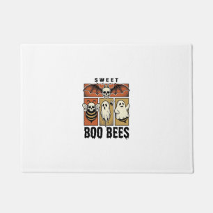 Halloween Bee Pun Vintage Engraving Ghost Bee Shir Doormat