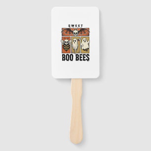 Halloween Bee Pun Vintage Engraving Ghost Bee Shir Hand Fan