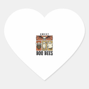 Halloween Bee Pun Vintage Engraving Ghost Bee Shir Heart Sticker