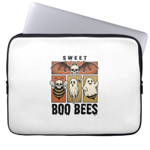 Halloween Bee Pun Vintage Engraving Ghost Bee Shir Laptop Sleeve