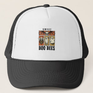 Halloween Bee Pun Vintage Engraving Ghost Bee Shir Trucker Hat