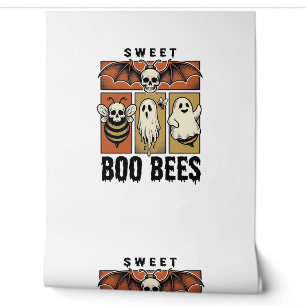 Halloween Bee Pun Vintage Engraving Ghost Bee Shir Wallpaper