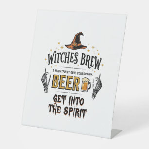 Halloween Beer Hocus Pocus Funny Vintage_1 Pedestal Sign