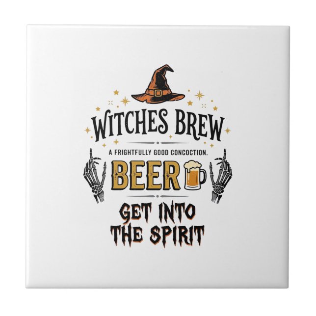 Halloween Beer Hocus Pocus Funny Vintage_1 Tile (Front)
