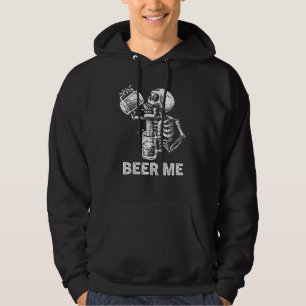Halloween Beer Me Skeleton Scary Spooky Drinking M Hoodie