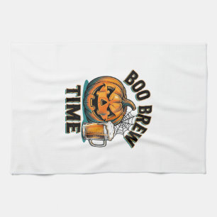 Halloween Beer Shirt Vintage Pumpkin Party Tee_1 Tea Towel