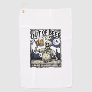 Halloween Beer Skeleton Vintage Party Golf Towel