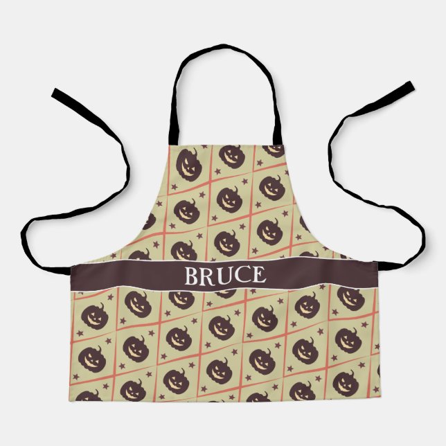 Halloween Beige Grey Minimal Pattern Apron (Front)