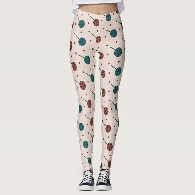 Halloween Beige Red Minimal Pattern Leggings (Front)