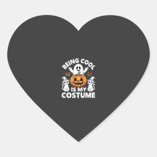Halloween Being Cool Is My Costume Ghost Design Heart Sticker