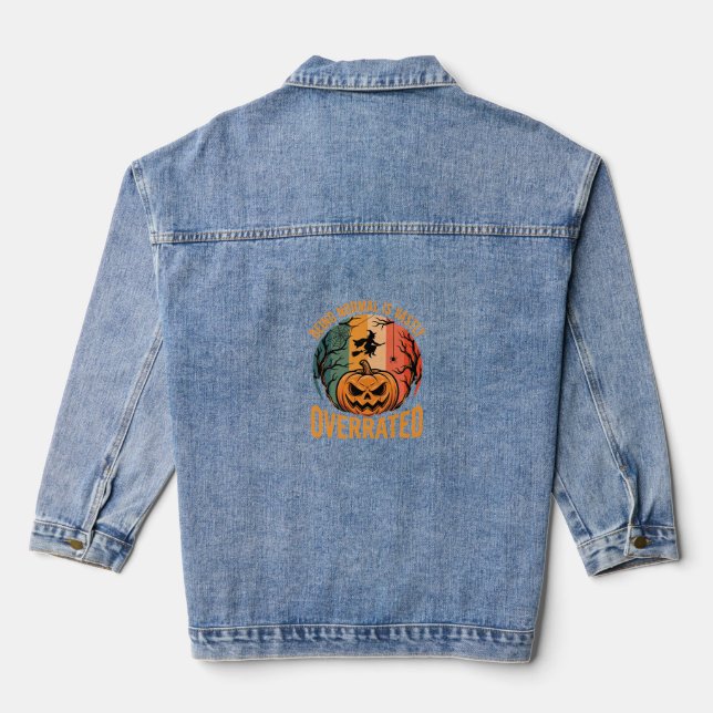 Halloween Being Normal Is Vastly Overrated Witch D Denim Jacket (Back)