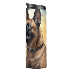 Halloween Belgian Malinoi With Pumpkins Scary Thermal Tumbler