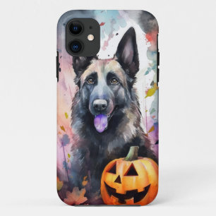 Halloween Belgian Shepherd With Pumpkins Scary iPhone 11 Case