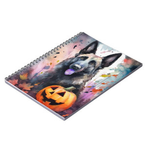 Halloween Belgian Shepherd  With Pumpkins Scary Notebook