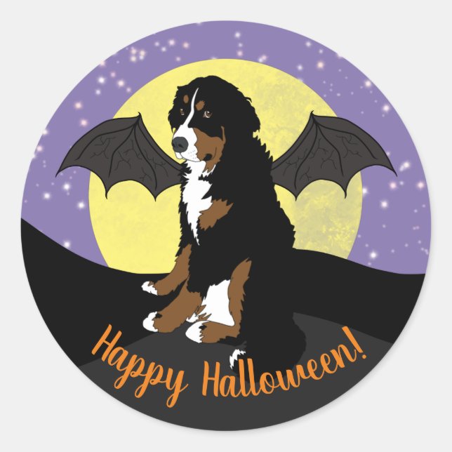Halloween Bernese Mountain Dog  Classic Round Sticker (Front)