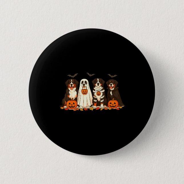 Halloween Bernese Mountain Dog Ghost Soky Bernese  6 Cm Round Badge (Front)