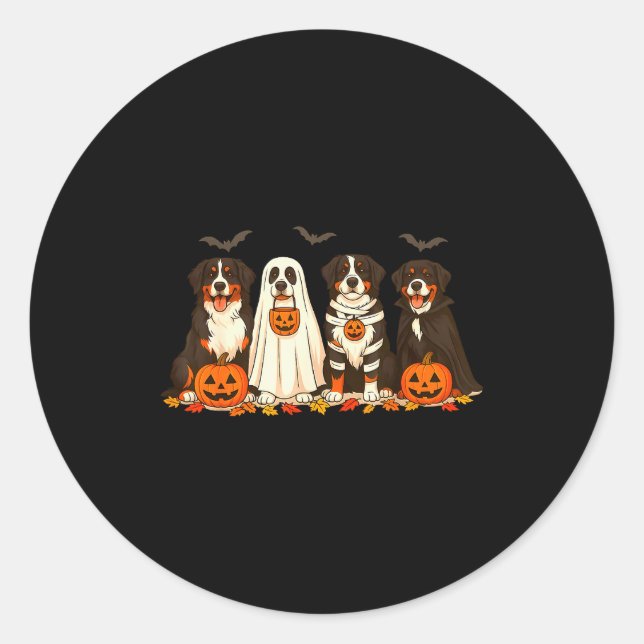 Halloween Bernese Mountain Dog Ghost Soky Bernese  Classic Round Sticker (Front)