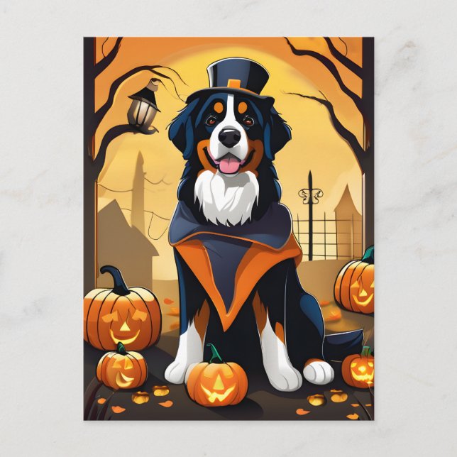 Halloween Bernese Mountain Dog Postcard (Front)