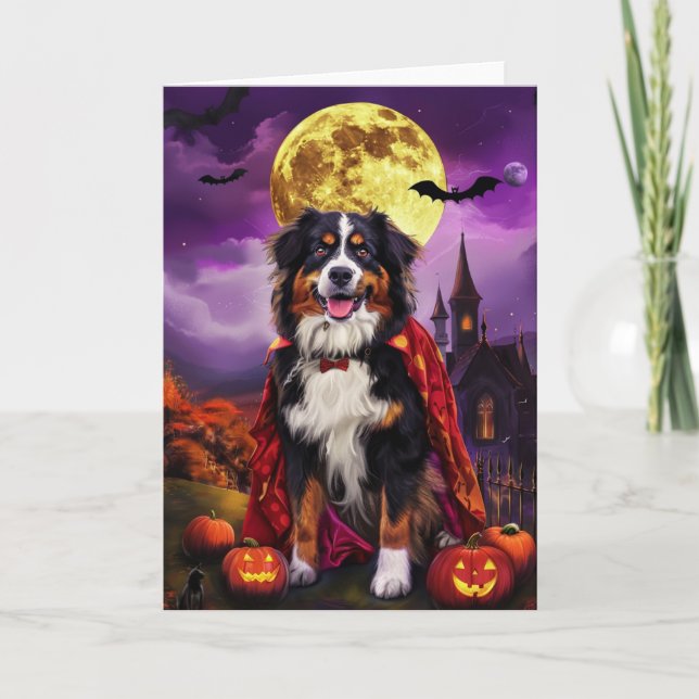 Halloween Bernese Mountain Dog Pumpkins Scary  Card (Front)