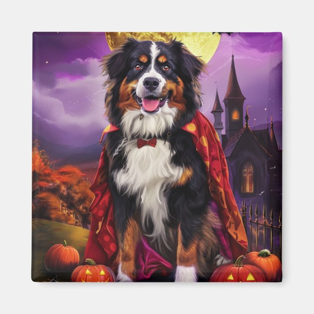 Halloween Bernese Mountain Dog Pumpkins Scary  Magnet (Front)