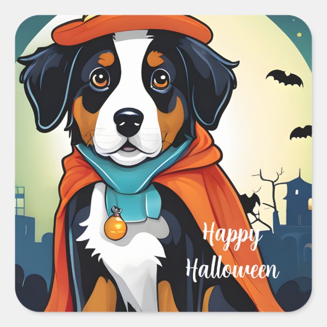Halloween Bernese Mountain Dog Puppy Sticker (Front)