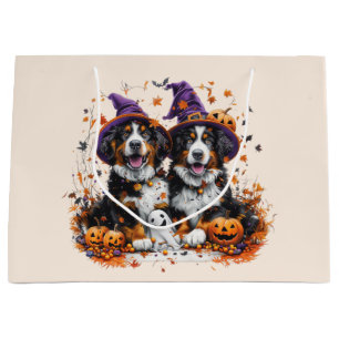 Halloween Bernese Mountain Dogs Witch Ghost Large Gift Bag