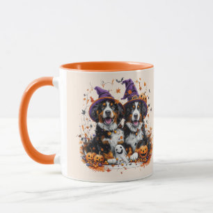 Halloween Bernese Mountain Dogs Witch Ghost Mug