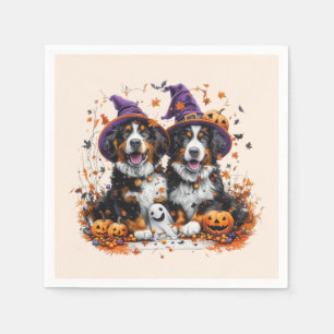 Halloween Bernese Mountain Dogs Witch Ghost Napkin