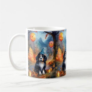 Halloween Bernese Mountain With Pumpkins Scary Coffee Mug