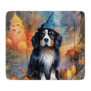 Halloween Bernese Mountain With Pumpkins Scary Cutting Board