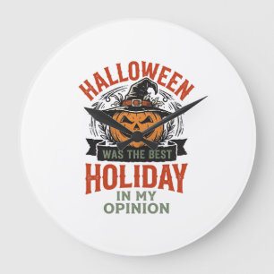 Halloween Best Holiday Vintage Pumpkin Shirt Desig Large Clock