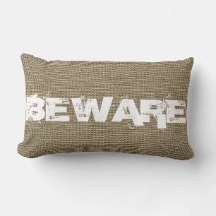 Halloween Beware Burlap Lumbar Cushion