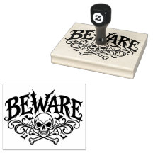 Halloween Beware Skull Crossbones Gothic Mark