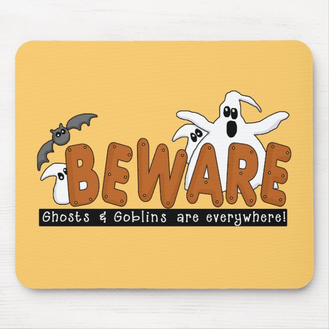 Halloween Beware T-shirts and Gifts Mouse Mat (Front)
