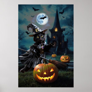 Halloween Bewitched Cat Poster