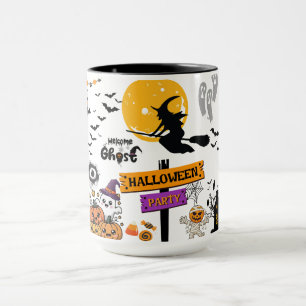 Halloween Bewitching Nights Witchy Black Cat Pumpk Mug
