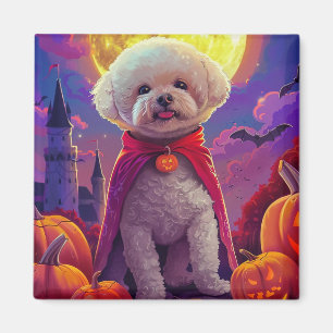 Halloween Bichon Frise Dog Pumpkins Scary  Magnet