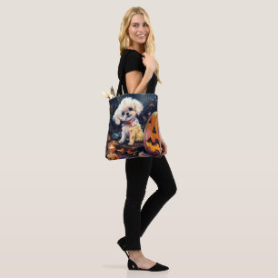 Halloween Bichon Frise With Pumpkins Scary Tote Bag