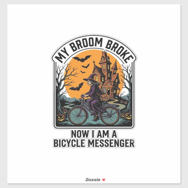 Halloween Bicycle Messenger Funny Witch Broom Brok (Sheet)