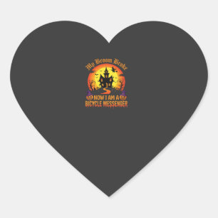 Halloween Bicycle Messenger Witch Broom Broke Desi Heart Sticker