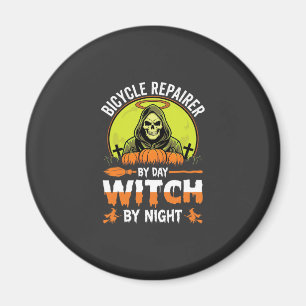 Halloween Bicycle Repairer By Day Witch By Night Magnet