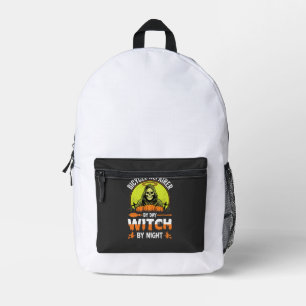Halloween Bicycle Repairer By Day Witch By Night Printed Backpack