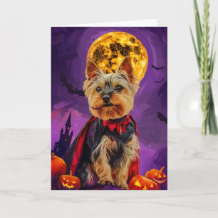 Halloween Biewer Terrier Dog Pumpkins Scary  Card